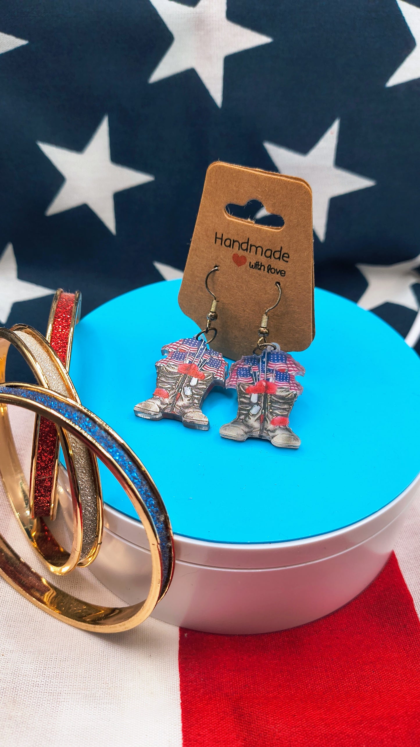Military Boot American Pride Earrings