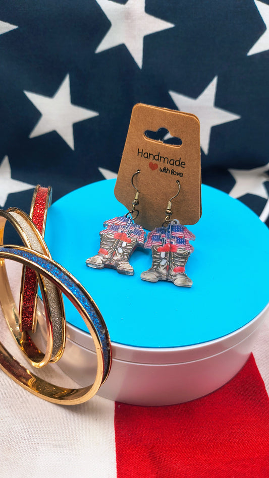 Military Boot American Pride Earrings