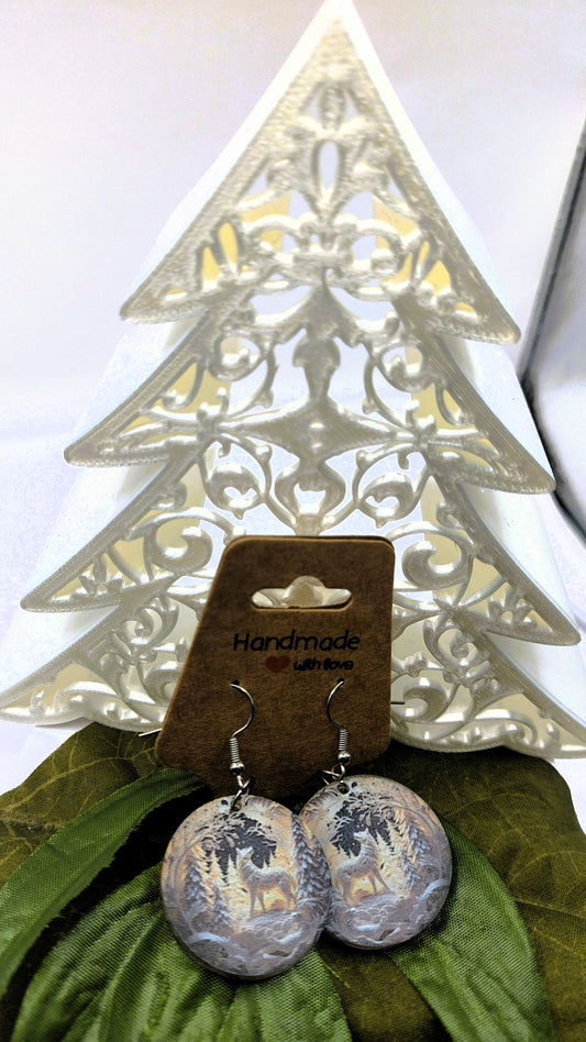 Wintry Wolf Circle Earrings